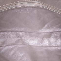 Pre Owned Chanel Silver Reissue 2.55 Metallic Lambskin Clutch With Chain