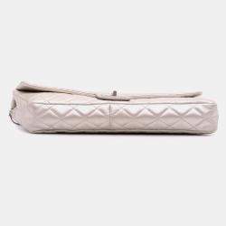 Pre Owned Chanel Silver Reissue 2.55 Metallic Lambskin Clutch With Chain