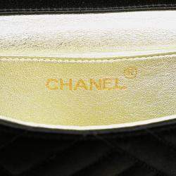 Pre Owned Chanel Black Mini Square Diagonal Quilted Satin Single Flap Bag
