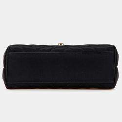 Pre Owned Chanel Black Mini Square Diagonal Quilted Satin Single Flap Bag