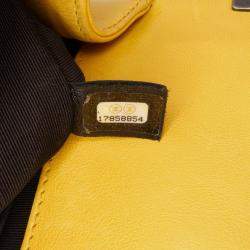 Pre Owned Chanel Yellow Old Medium Quilted Calfskin Boy Flap