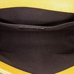 Pre Owned Chanel Yellow Old Medium Quilted Calfskin Boy Flap