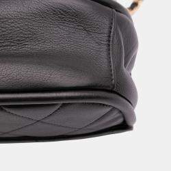 Pre Owned Chanel Black Mini CC Quilted Calfskin Round Moon Messenger Flap Bag