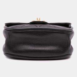 Pre Owned Chanel Black Mini CC Quilted Calfskin Round Moon Messenger Flap Bag
