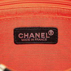 Pre Owned Chanel Black White Medium CC Quilted Printed Canvas Single Flap Bag