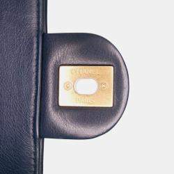 Pre Owned Chanel Navy Blue Mini CC Quilted Calfskin Round Moon Messenger Flap Bag