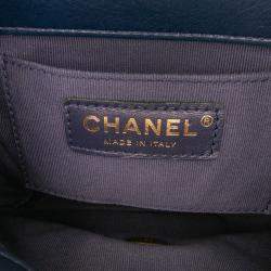 Pre Owned Chanel Navy Blue Mini CC Quilted Calfskin Round Moon Messenger Flap Bag