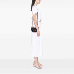 Pre Owned Chanel Navy Blue Mini CC Quilted Calfskin Round Moon Messenger Flap Bag