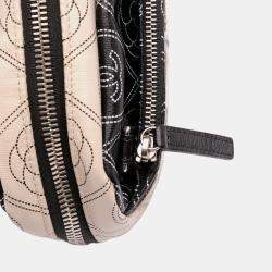 Pre Owned Chanel Black Coated Canvas Camellia Logo Camera Bag