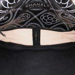 Pre Owned Chanel Black Coated Canvas Camellia Logo Camera Bag
