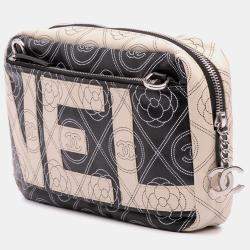 Pre Owned Chanel Black Coated Canvas Camellia Logo Camera Bag