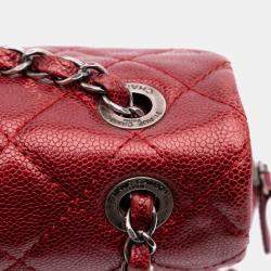 Pre Owned Chanel Red Medium Quilted Caviar Easy Flap