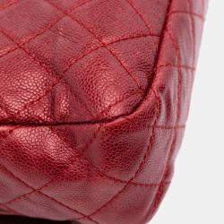 Pre Owned Chanel Red Medium Quilted Caviar Easy Flap