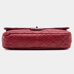 Pre Owned Chanel Red Medium Quilted Caviar Easy Flap