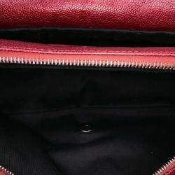 Pre Owned Chanel Red Medium Quilted Caviar Easy Flap