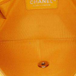 Pre Owned Chanel Yellow Crumpled Calfskin Bi Quilted Vintage Full Flap