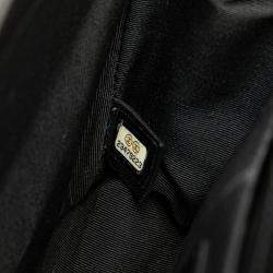 Pre Owned Chanel Black Old Medium Braided Chevron Cotton and Lambskin Boy Flap