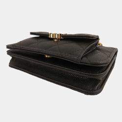 Pre Owned Chanel Black CC Quilted Caviar Pocket Twins Clutch with Chain