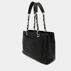 Pre Owned Chanel GST Black Caviar Leather Chain Tote Bag
