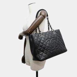 Pre Owned Chanel GST Black Caviar Leather Chain Tote Bag