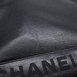Pre Owned Chanel Logo Black Caviar Leather Chain Shoulder Bag