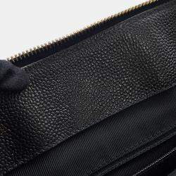 Pre Owned Chanel Logo Black Caviar Leather Chain Shoulder Bag