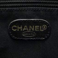 Pre Owned Chanel Logo Black Caviar Leather Chain Shoulder Bag