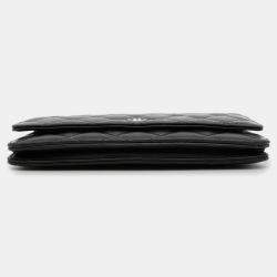 Pre Owned Chanel Matelasse Black Lambskin Chain Wallet