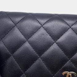 Pre Owned Chanel Matelasse Black Lambskin Chain Wallet