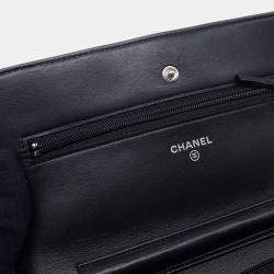 Pre Owned Chanel Matelasse Black Lambskin Chain Wallet