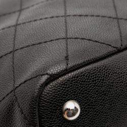 Pre Owned Chanel Black XL Quilted Caviar Shopping Fever Tote