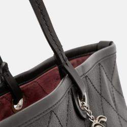 Pre Owned Chanel Black XL Quilted Caviar Shopping Fever Tote