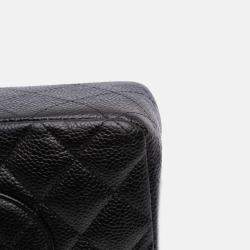 Pre Owned Chanel Black Medium Classic Caviar Double Flap