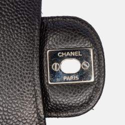 Pre Owned Chanel Black Medium Classic Caviar Double Flap