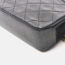 Pre Owned Chanel Matelasse Black Lambskin Leather Shoulder Bag