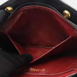 Pre Owned Chanel Matelasse Black Lambskin Leather Shoulder Bag