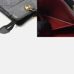 Pre Owned Chanel Matelasse Black Lambskin Leather Shoulder Bag