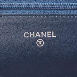 Pre Owned Chanel Coco CC Blue Calfskin Crossbody Chain Shoulder Bag