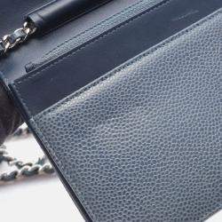 Pre Owned Chanel Coco CC Blue Calfskin Crossbody Chain Shoulder Bag