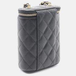 Pre Owned Chanel Matelassé Coco CC Black Calfskin Vanity Crossbody Chain Shoulder Bag GHW