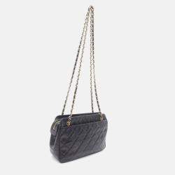 Pre Owned Chanel Matelassé Coco CC Black Calfskin Crossbody Chain Shoulder Bag GHW