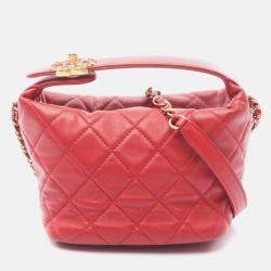 Pre Owned Chanel 19 Dix-Neuf Matelassé Small Coco CC Lambskin Hobo Chain Shoulder Bag GHW