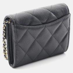Pre Owned Chanel Matelasse Black Calfskin Ghw Crossbody Chain Shoulder Bag GHW