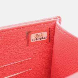Pre Owned Chanel Half CC Logo Matelasse Red Calfskin Phone Case Chain Shoulder Bag