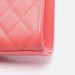 Pre Owned Chanel Half CC Logo Matelasse Red Calfskin Phone Case Chain Shoulder Bag