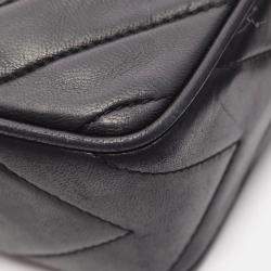 Pre Owned Chanel CC Logo Black Lambskin Quilting Chain Shoulder Bag GHW