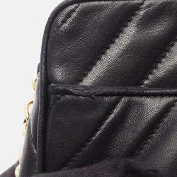 Pre Owned Chanel CC Logo Black Lambskin Quilting Chain Shoulder Bag GHW