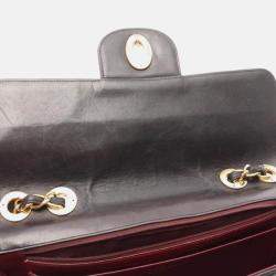 Pre Owned Chanel Mademoiselle Deca Black Lambskin Leather Crossbody Bag