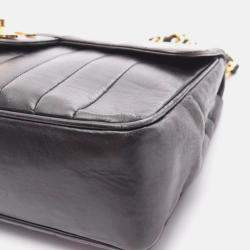 Pre Owned Chanel Mademoiselle Deca Black Lambskin Leather Crossbody Bag