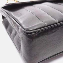 Pre Owned Chanel Mademoiselle Deca Black Lambskin Leather Crossbody Bag